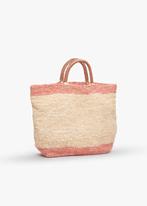 Lassen Leather Handle Straw Tote