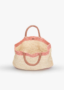 Lassen Leather Handle Straw Tote