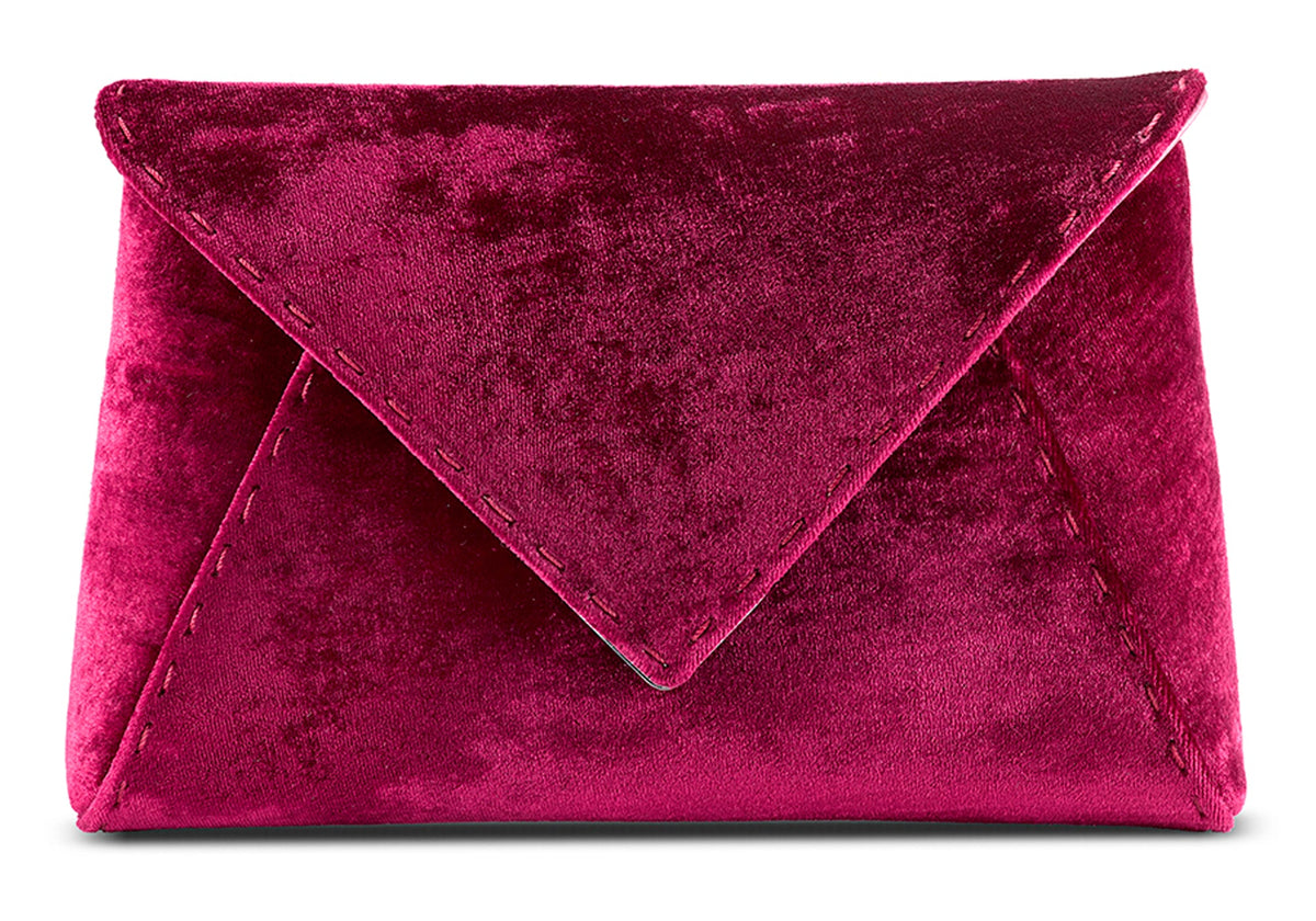 Lee Pouchet Small in Deep Garnet Crushed Velvet