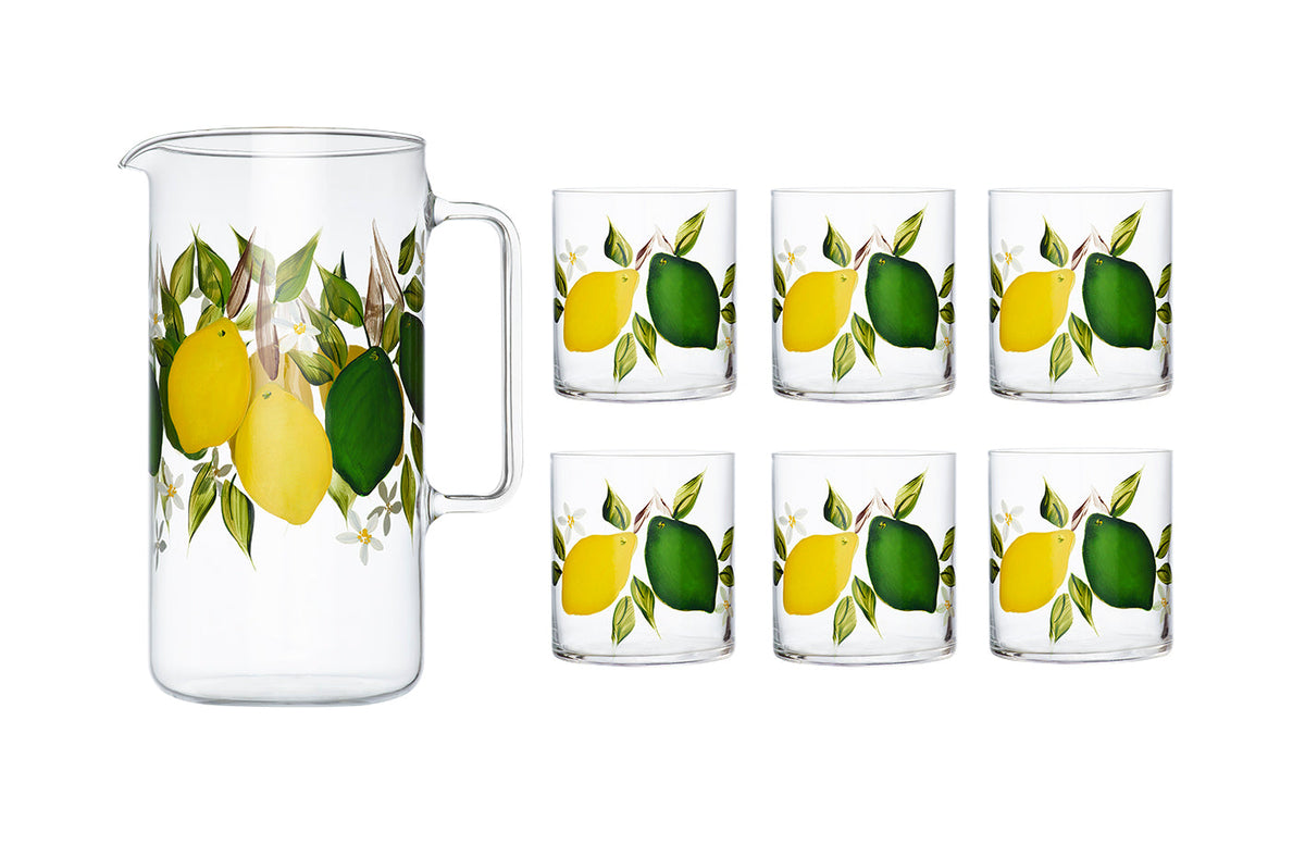 Citrus Jug with Set of 6 Tumblers