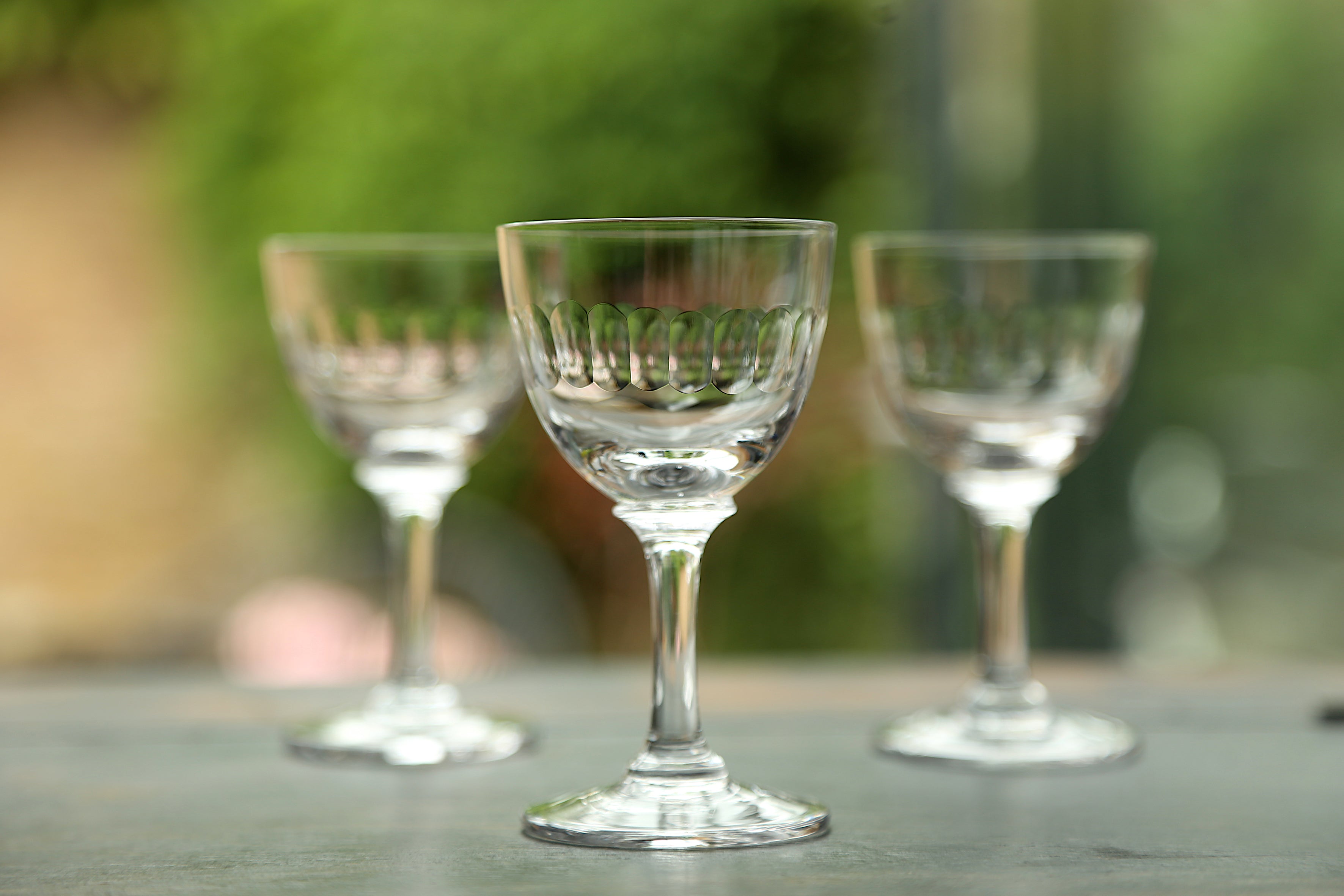 Crystal Liqueur Glasses with Lens Design, Set of Six