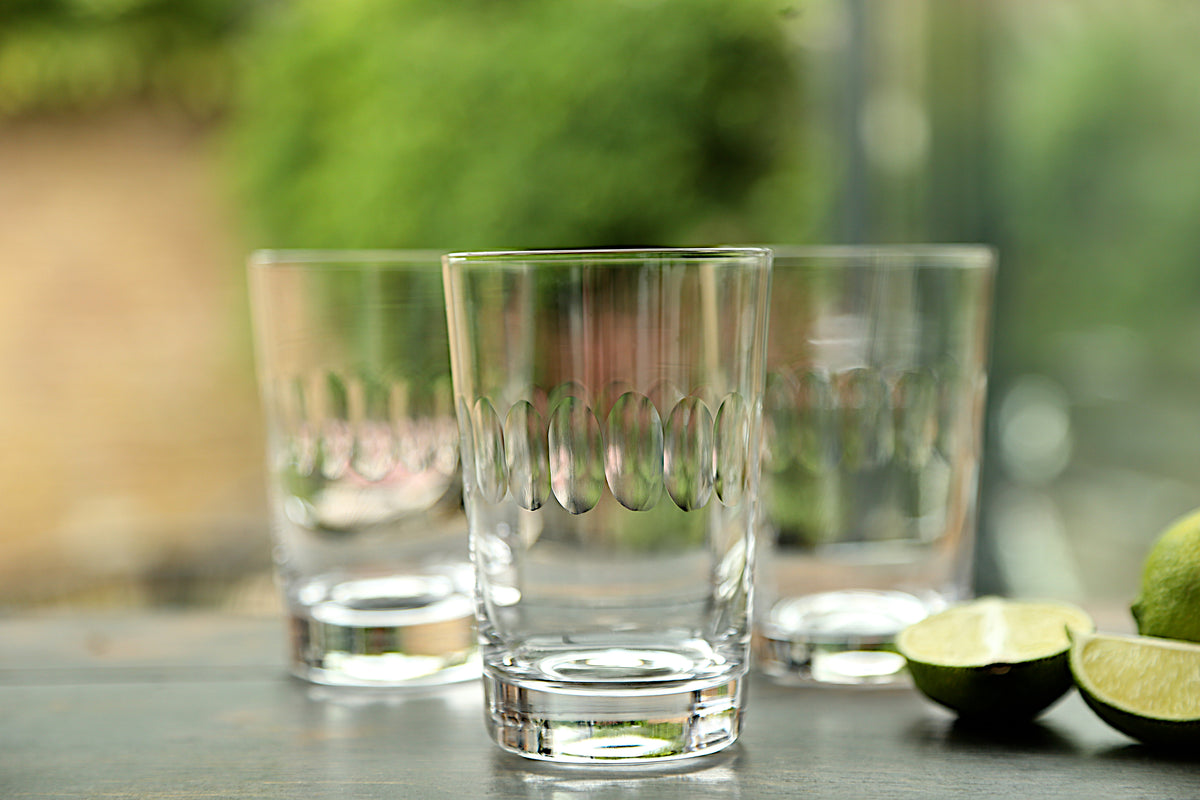 Crystal Tumblers with Lens Design, Set of Six