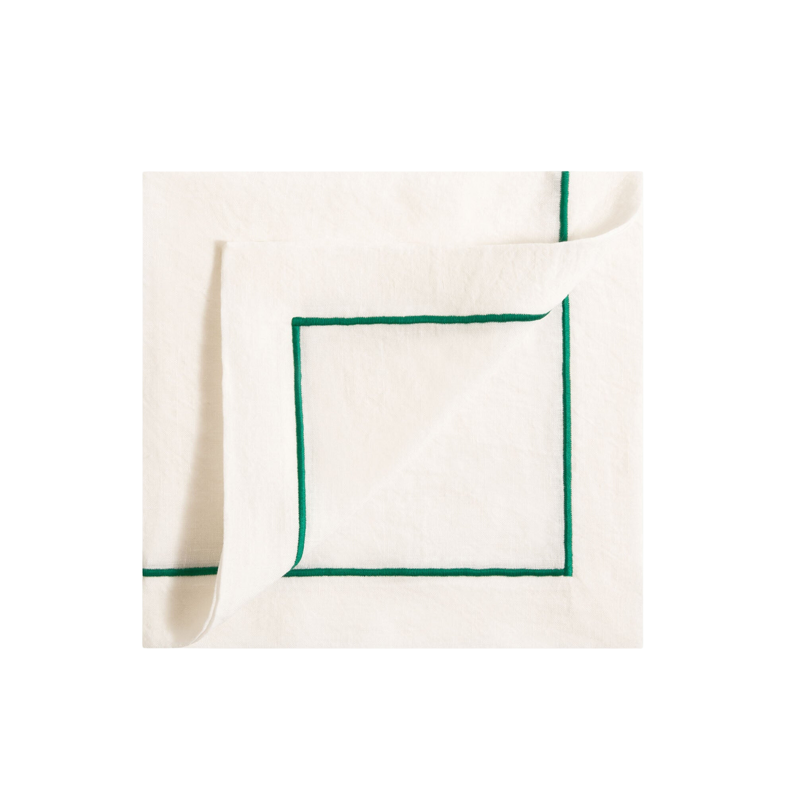 Soft Linen Cord Embroidered Dinner Napkin in White with Gazon