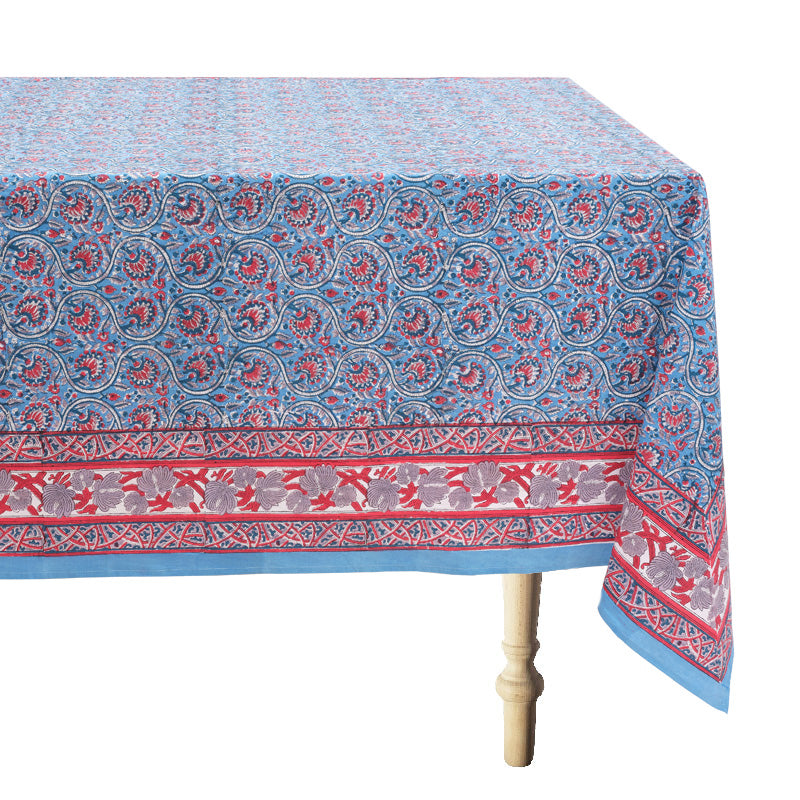 Kalamkari Tablecloth in Light Blue