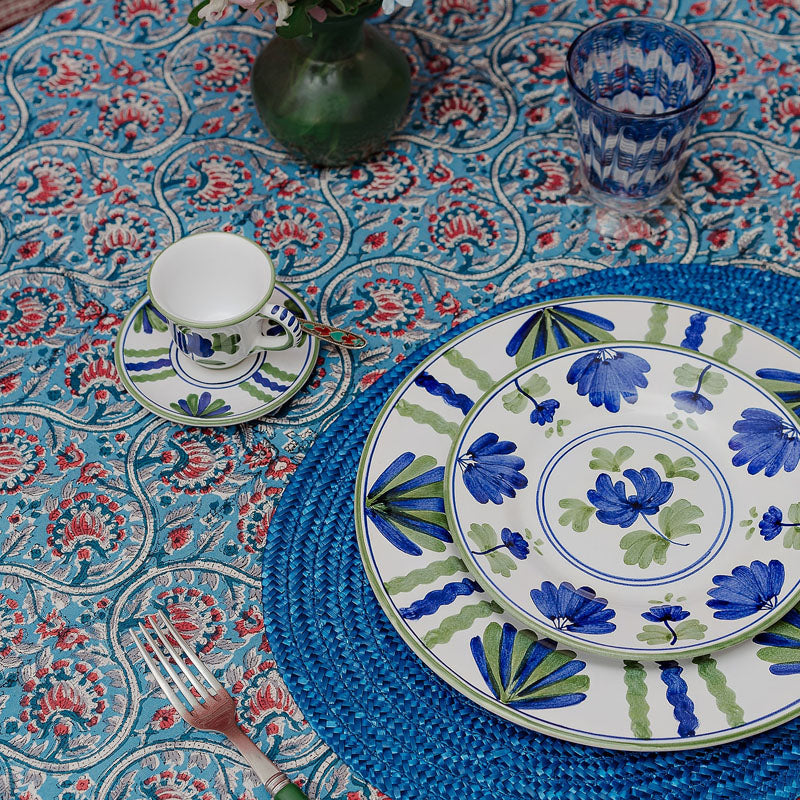 Kalamkari Tablecloth in Light Blue