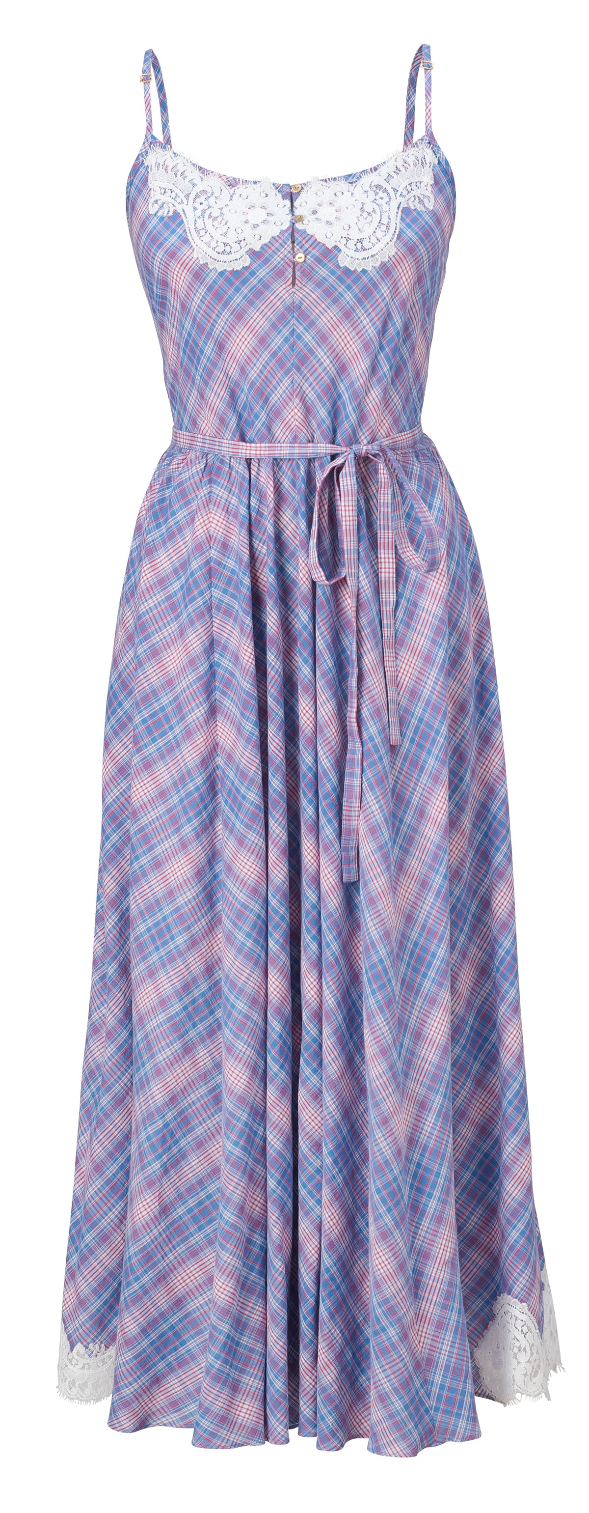 Lilia Purple Plaid Cotton Slip Dress