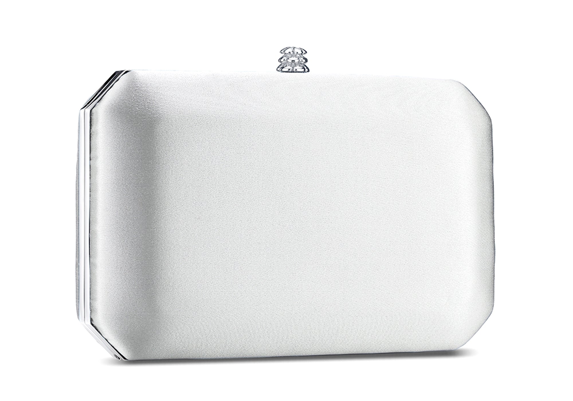 Lily Clutch in Pegasus White IDRO Treated Satin