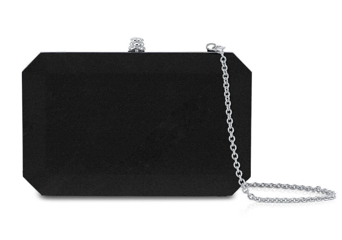 Lily Clutch in Black Diamond Satin