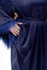 Long Silky Satin Feather Robe