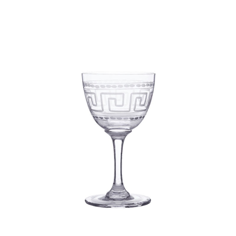 Crystal Liqueur Glasses with Greek Key Design, Set of Six