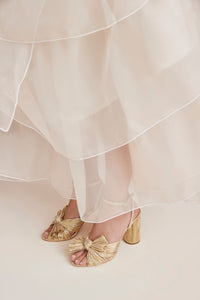 Camellia Bow Heel in Gold