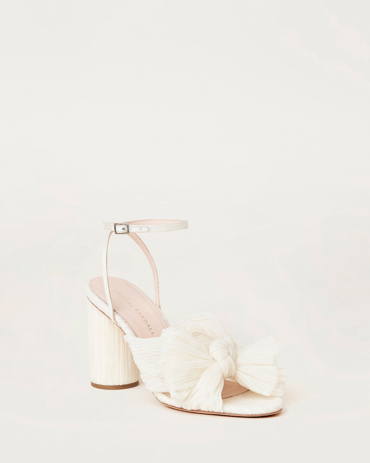 Camellia Bow Heel in Pearl