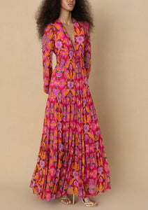 Freya Chiffon Maxi Dress in Seventies Orange