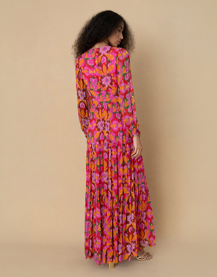 Freya Chiffon Maxi Dress in Seventies Orange