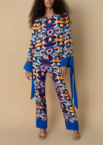 Havana Crepe Trouser in Seventies Blue