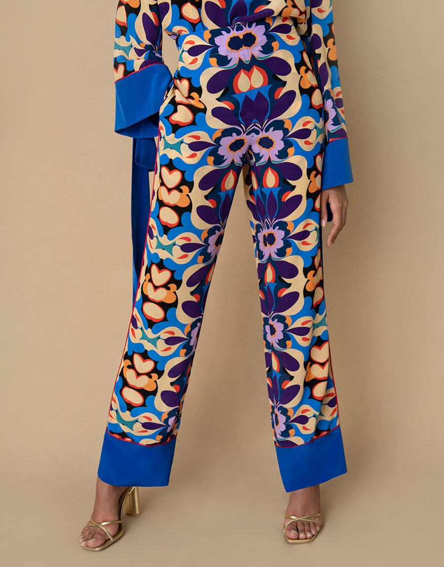 Havana Crepe Trouser in Seventies Blue