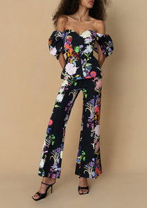 Morgan Taffeta Trouser in Jardin Black