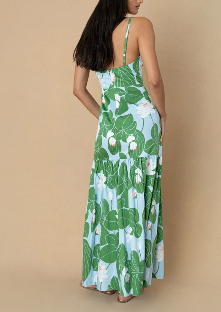 Cordiela Cotton Maxi Dress in Waterlily Green