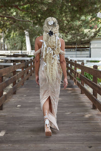 Anahita Embroidered Crystal Gown in Nude