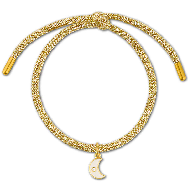 Lurex Bracelet with Mini Enamel Moon Charm