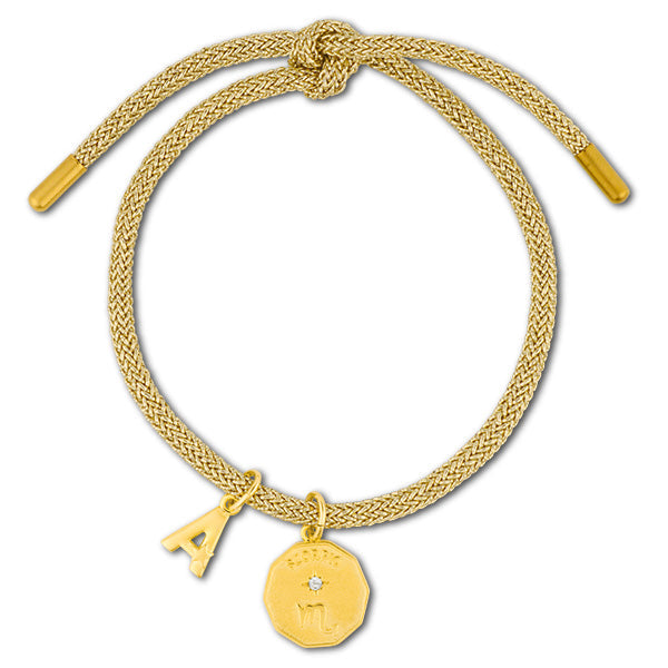 Lurex Bracelet with Elemental Zodiac and Initial Charms