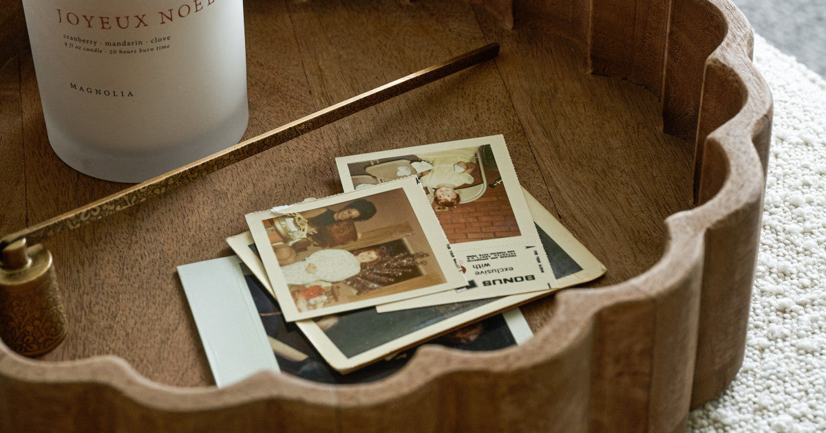 Antiqued Wood Scalloped Tray