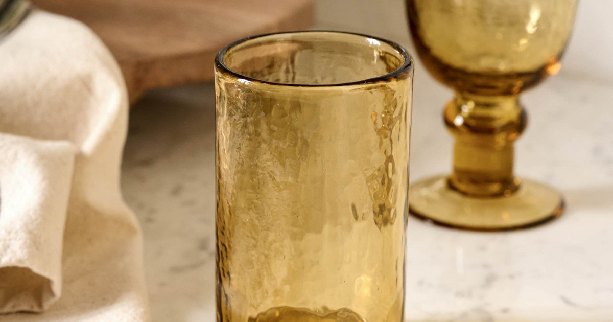 Amber Rustic Glass Tumbler (Large)