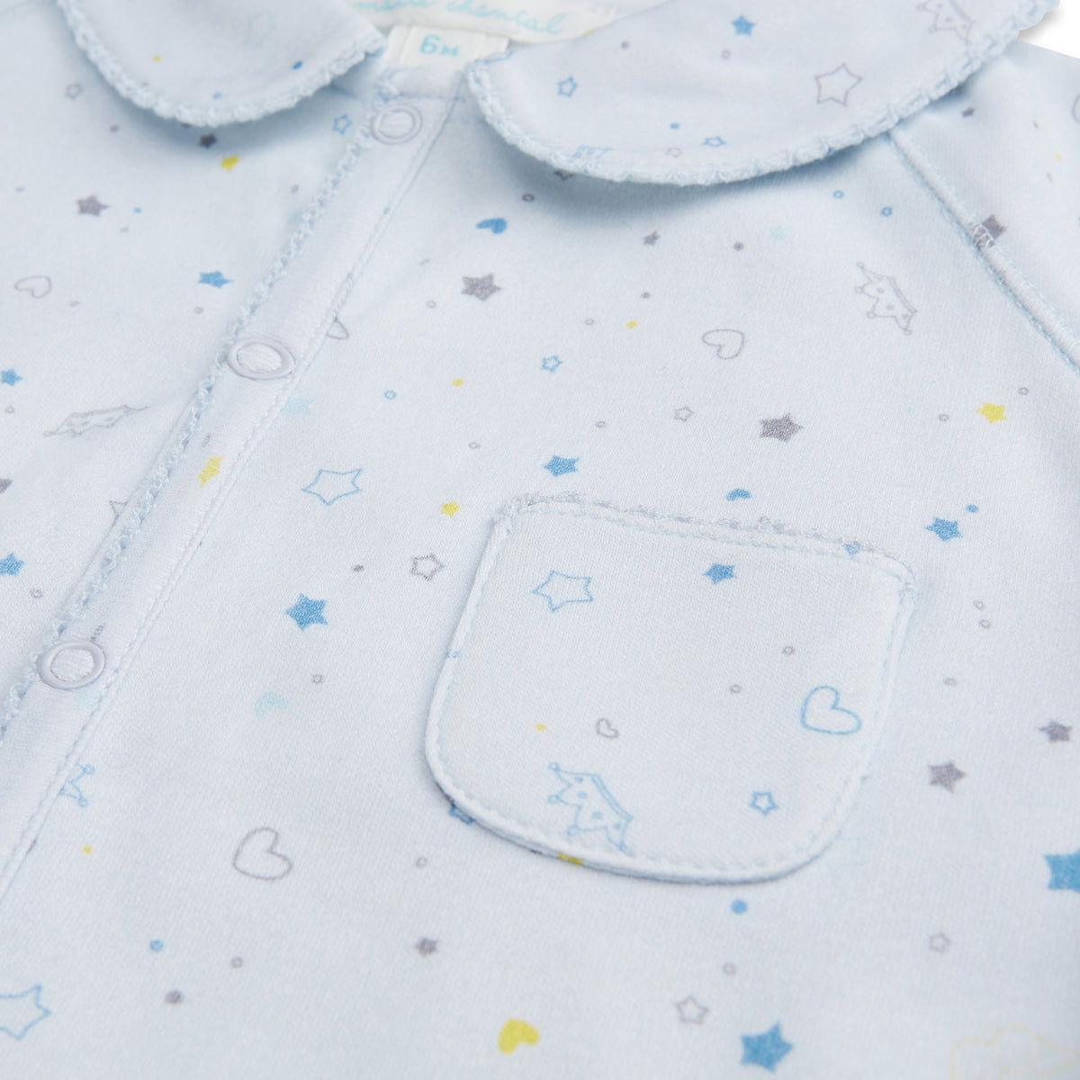 Star & Crown Organic Cotton Sleepsuit In Blue