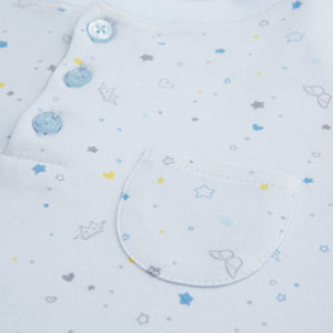 Star & Crown Children's Organic Cotton Short Pajama In Blue