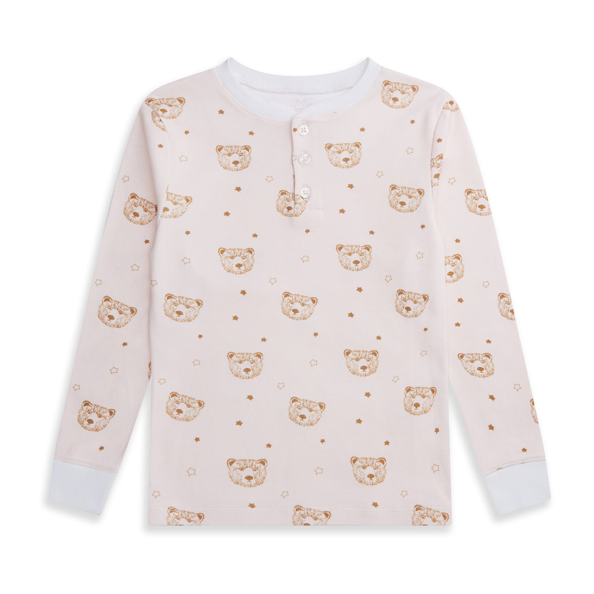 Bear Print Organic Cotton Pajama In Pink