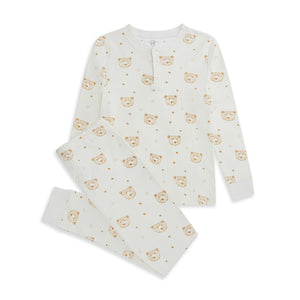 Bear Print Organic Cotton Pajama In Cream