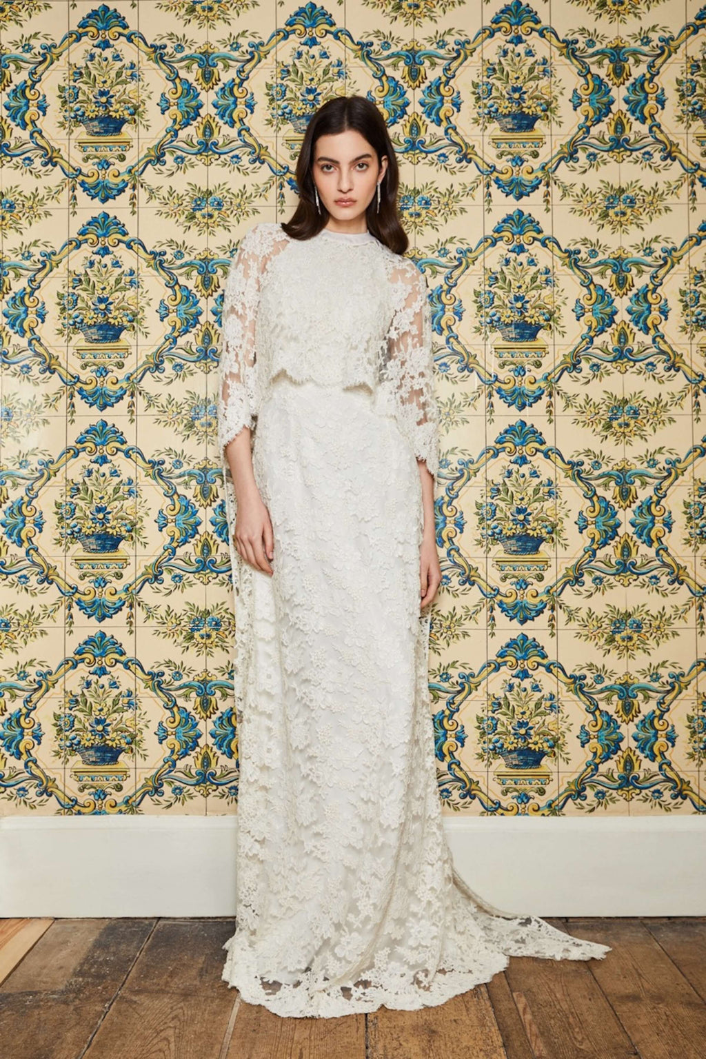 Garland Beaded White Lace Cape with Scalloped Hem | Over The Moon Garland Beaded White Lace Cape with Scalloped Hem | Over The Moon