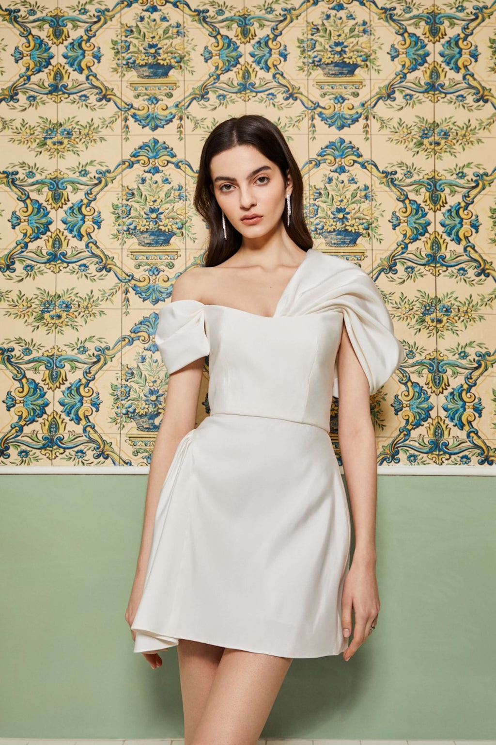 Maya White Silk Asymmetric Mini Dress | Over The Moon Maya White Silk Asymmetric Mini Dress | Over The Moon