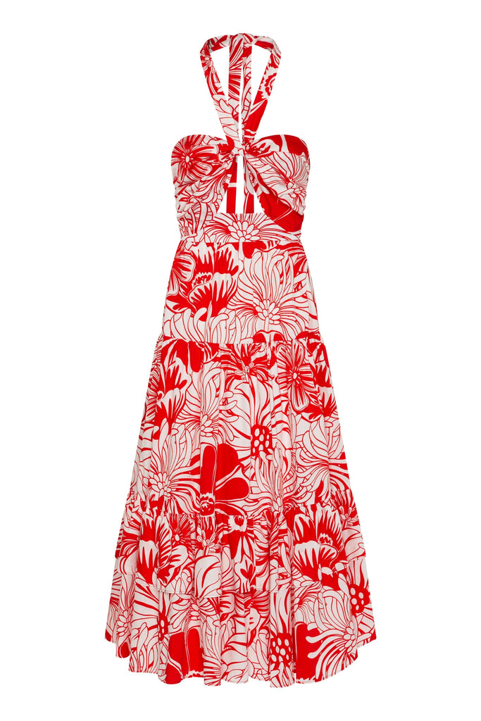 Marley Cotton Midi Dress in Calypso Red