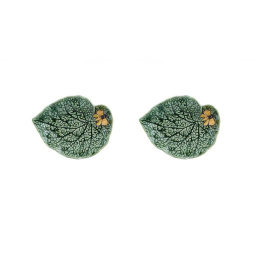 Countryside Leaves Begonia Leaf  with Butterfly, Set of 2