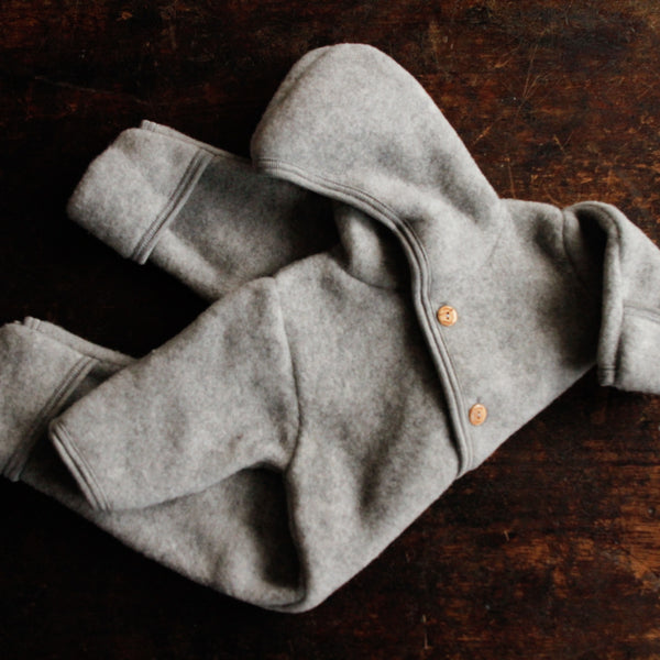 100% Organic Merino Wool Fleece Suit - Light Grey