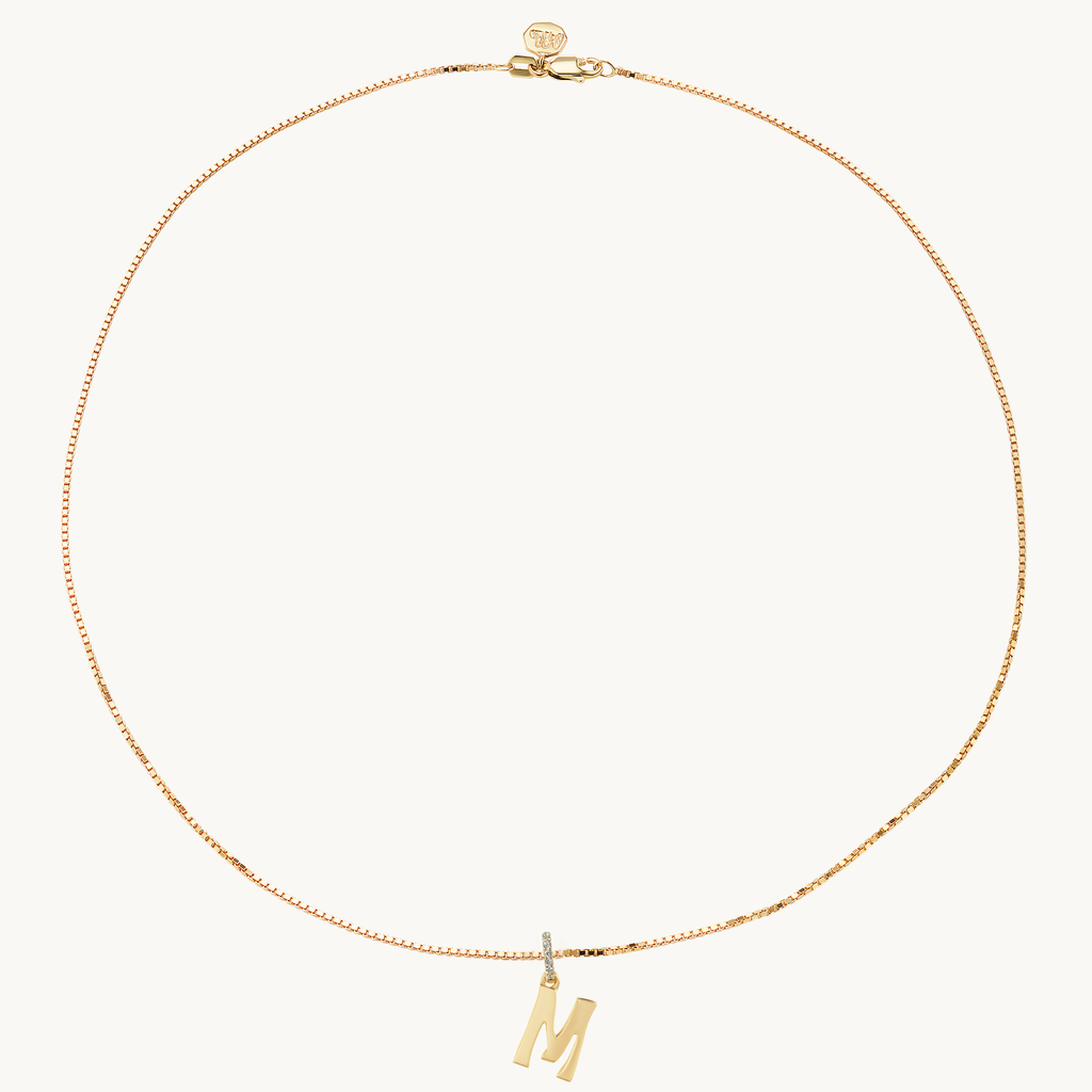 Letter Charm Diamond Necklace