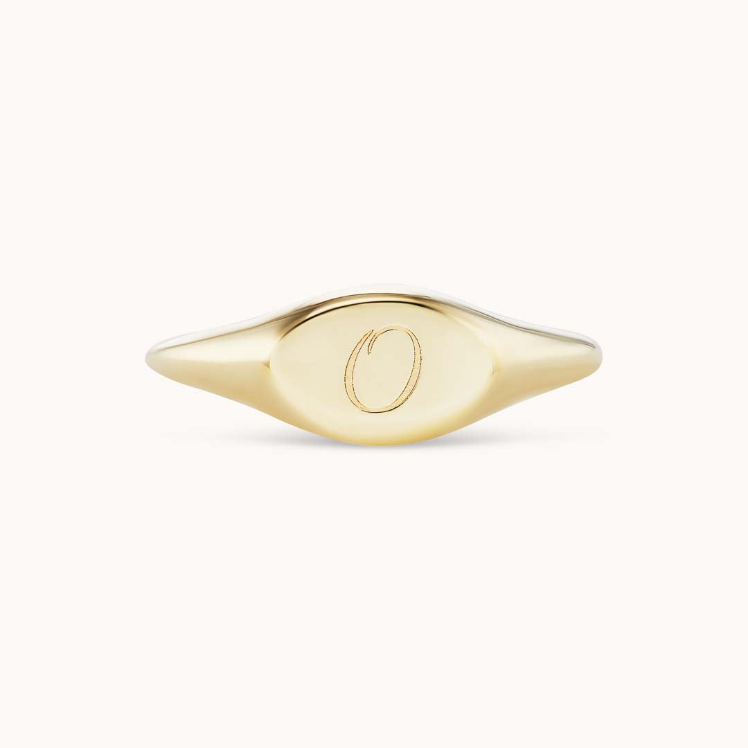 Engraved Initial Signet Ring in Yellow Gold