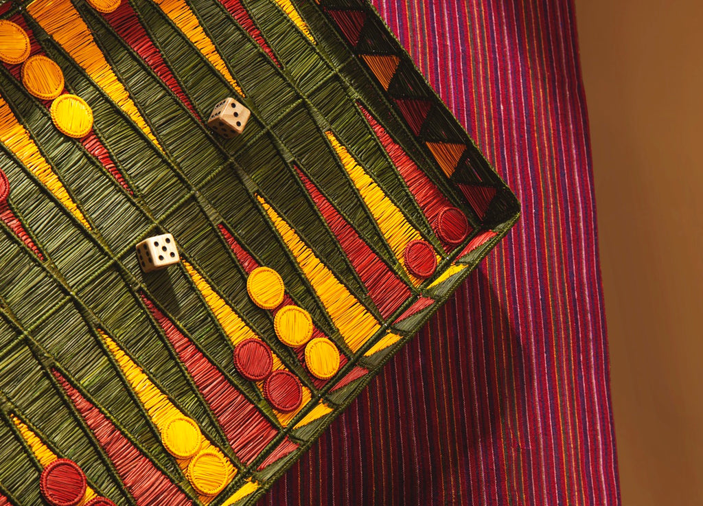 Backgammon Set in Olive Green