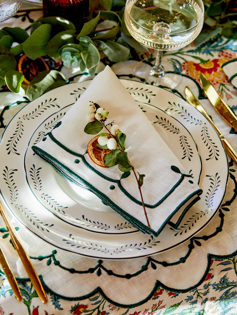Poppy White and Green, Placemats Set of 4