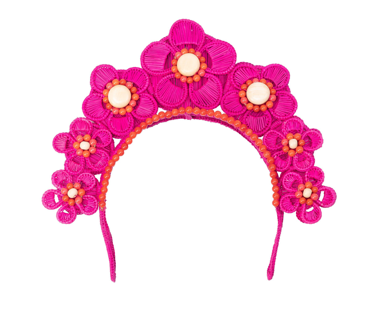 Flower Iraca Headpiece in Hot Pink