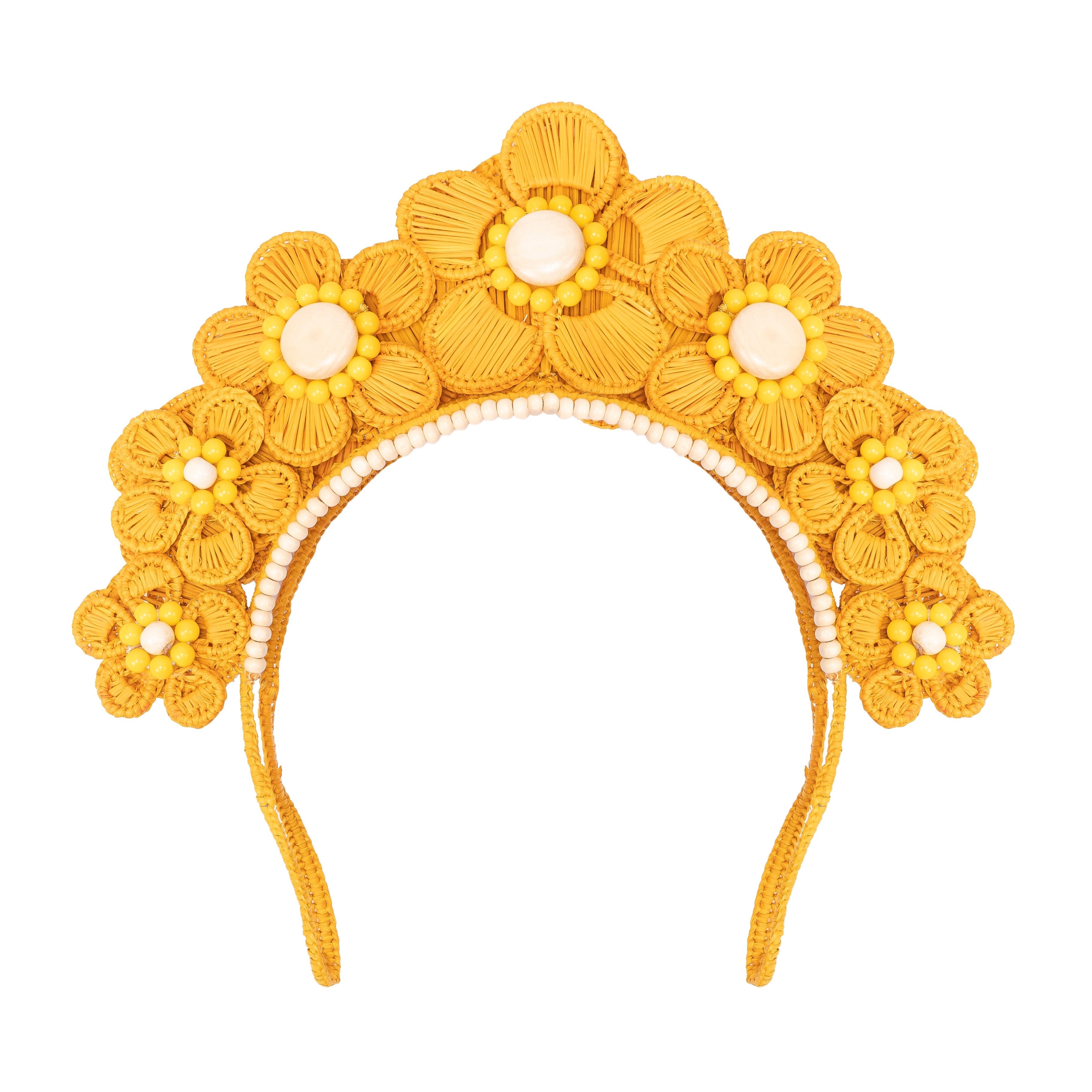 Flower Iraca Headpiece in Yellow