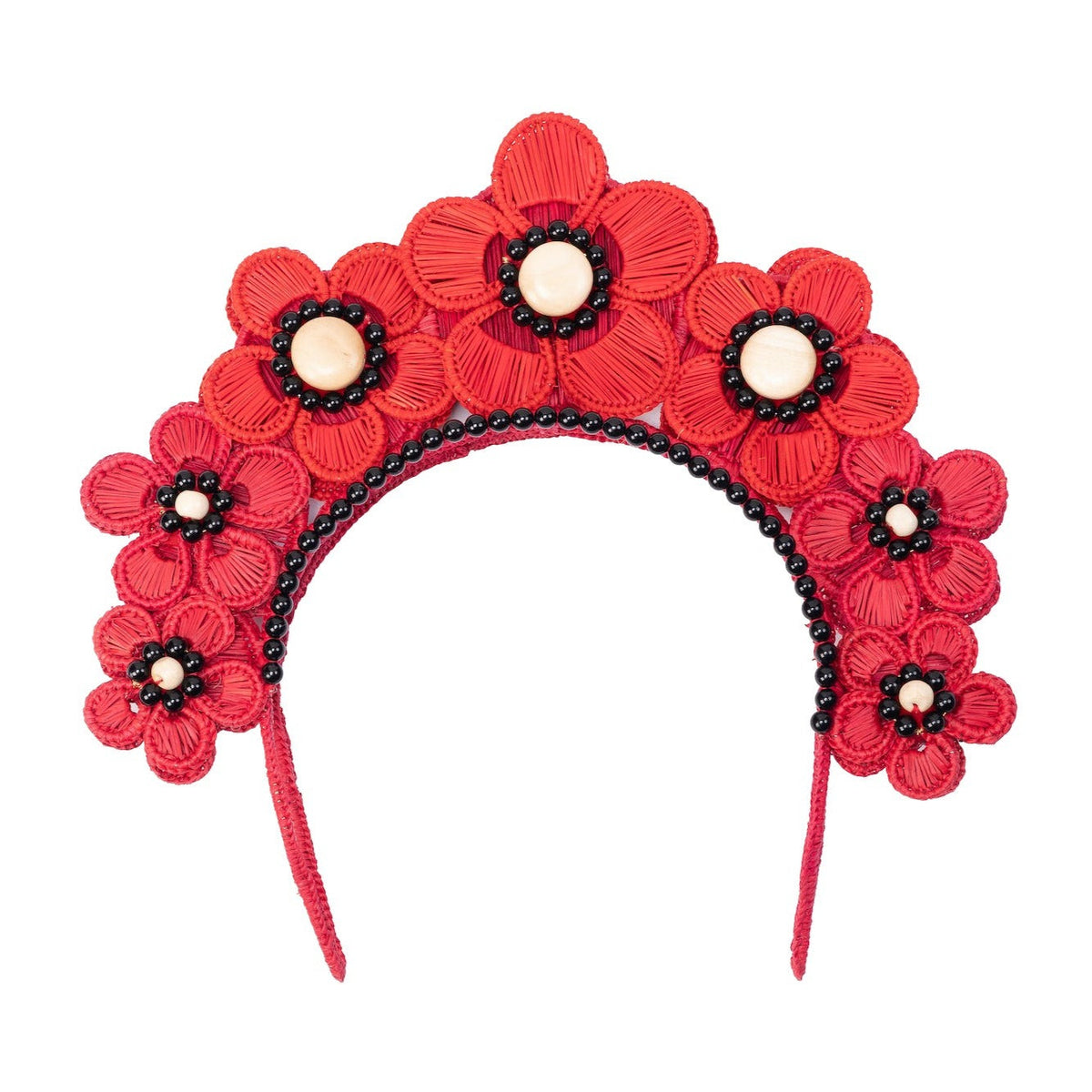 Flower Iraca Headpiece in Red