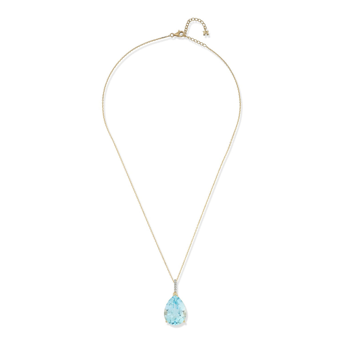 14K Swiss Blue Topaz Pear Necklace