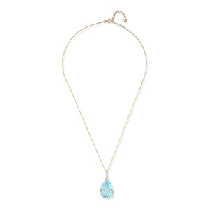 14K Swiss Blue Topaz Pear Necklace