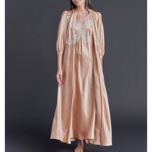 Long Maia Vintage Blush Silk Robe