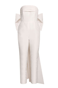 Margaret Silk Faille Jumpsuit in White