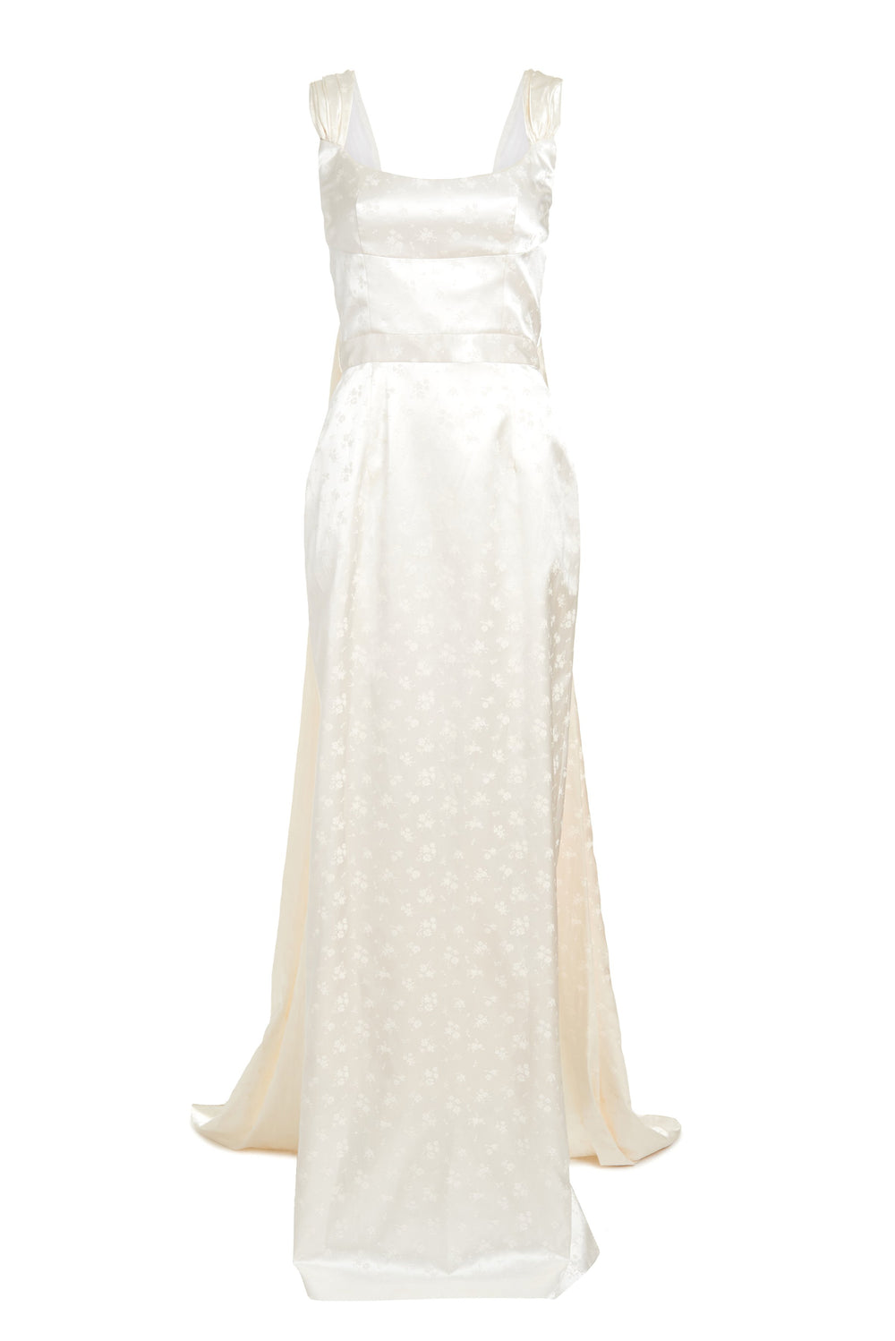 Ditsy Floral Gown With Shoulder Strap Trains