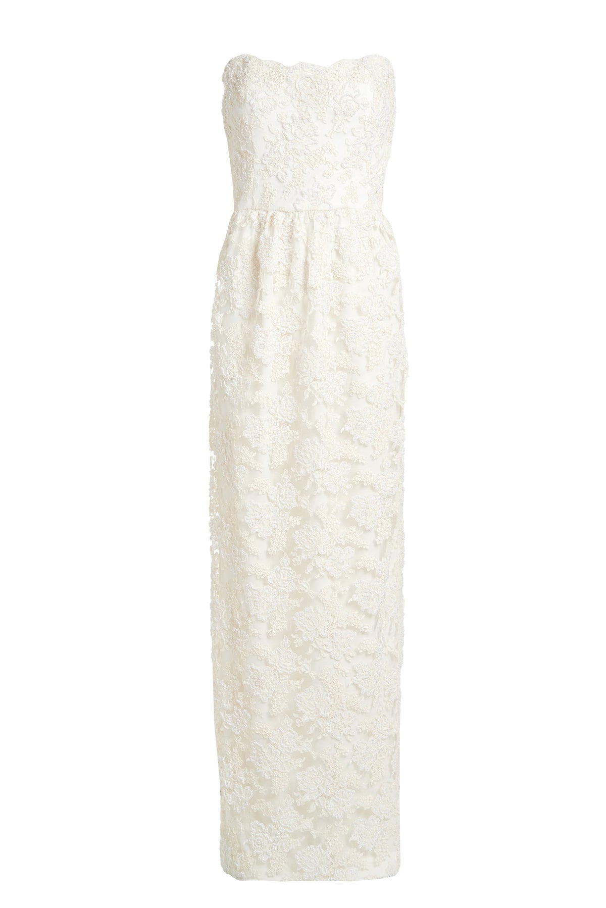 Evora Pearl Beaded Lace Gown with Large Detachable Bow