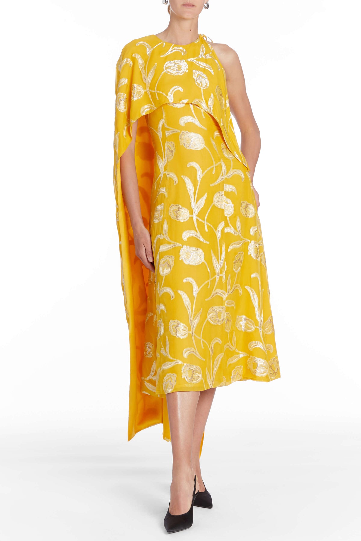 Kennedy Yellow Floral Cape Dress